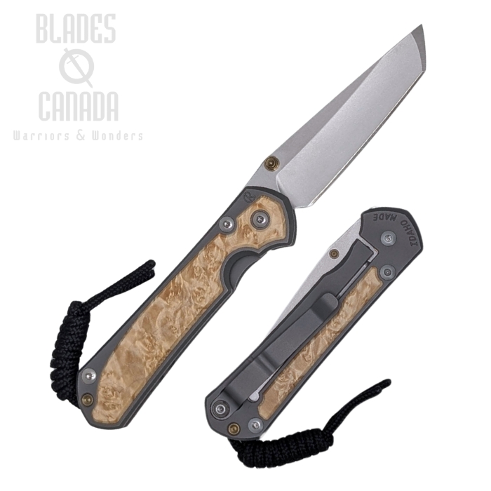 (image for) Chris Reeve Small Sebenza 31 Tanto Framelock Folding Knife, Left-Handed, Magnacut SW, Glass Blasted w/Box Elder Inlay, S31-1133